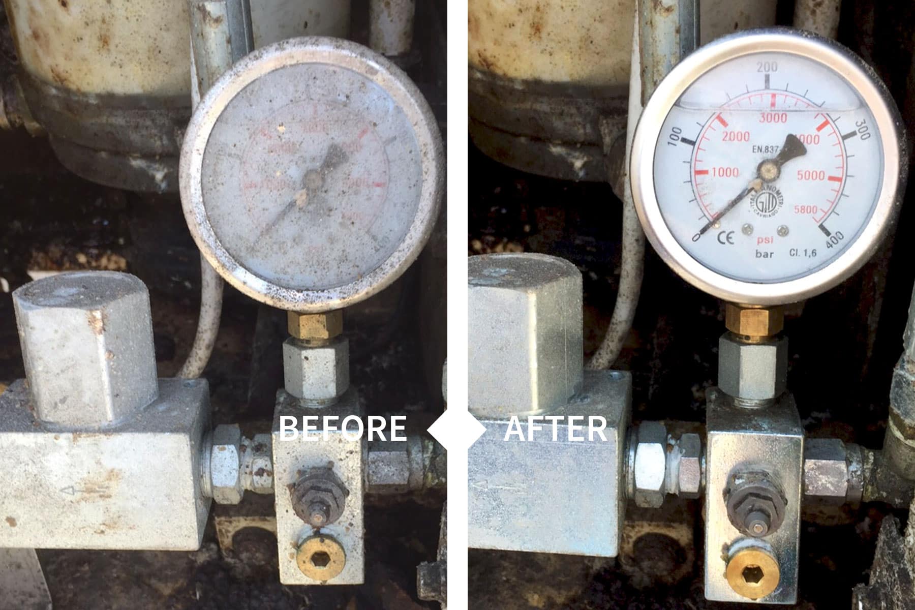 dial gauge before after